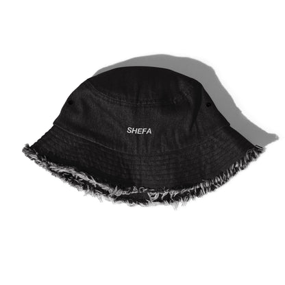 SHEFA Distressed denim bucket hat