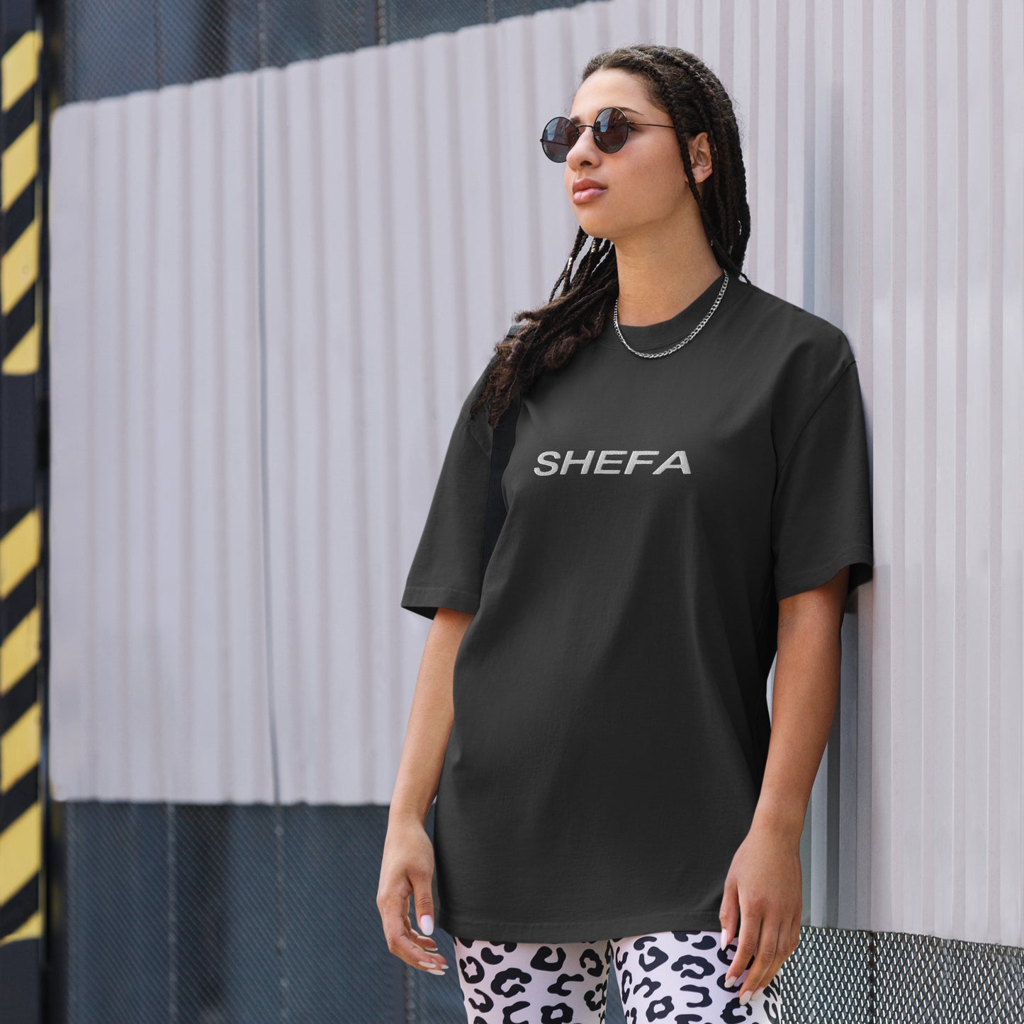 SHEFA classic embroidered Oversized faded t-shirt