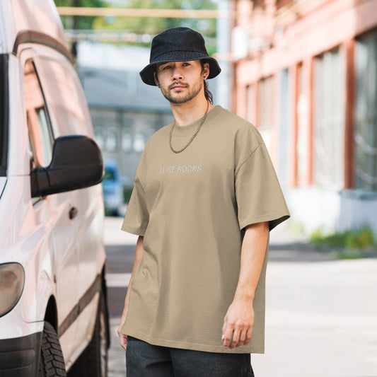 I Like Rocks Embroidered Oversized faded t-shirt